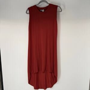 NWT Figwood High Low Tank Dress Women's One Size Chocolate  Mock Neck Sleeveless